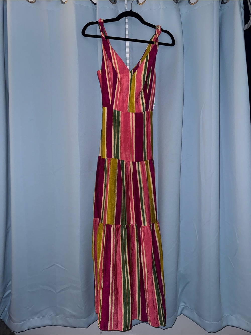 Rainbow Pink Multi-Stripe Maxi Dress